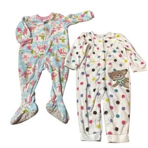 Carter's Footed Fleece One Piece Pajamas 12 Months Lot Of 2